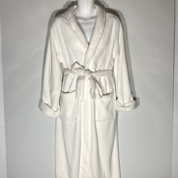 Elizabeth Arden SZ S/M Ivory plush wrap bathrobe Spa Hotel Cozy Soft Travel Gift - Picture 1 of 9